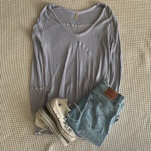 Free People Lilac Oversized Thermal Top